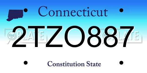 2TZO887 Connecticut License Plate