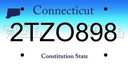 2TZO898 Connecticut License Plate