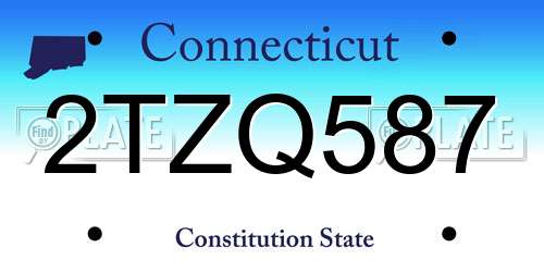 2TZQ587 Connecticut License Plate