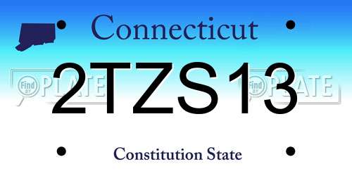 2TZS13 Connecticut License Plate