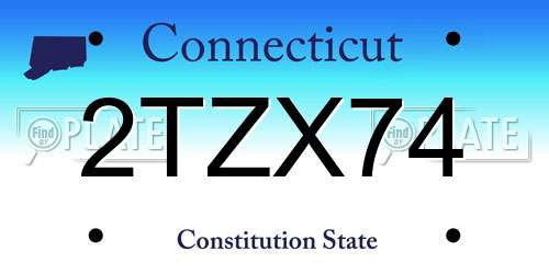2TZX74 Connecticut License Plate
