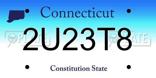 2U23T8 Connecticut License Plate