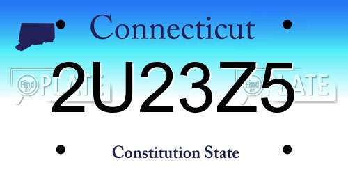 2U23Z5 Connecticut License Plate