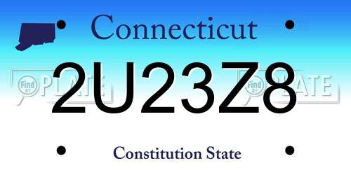2U23Z8 Connecticut License Plate