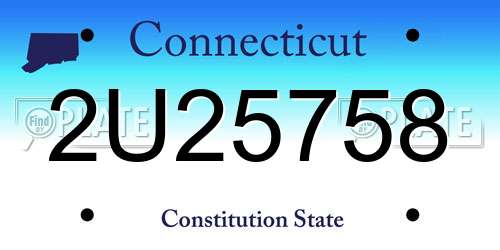 2U25758 Connecticut License Plate