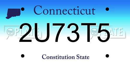 2U73T5 Connecticut License Plate