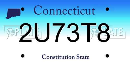 2U73T8 Connecticut License Plate