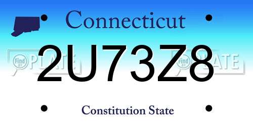 2U73Z8 Connecticut License Plate