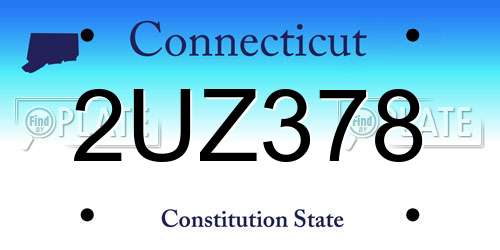 2UZ378 Connecticut License Plate