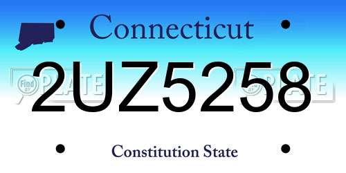 2UZ5258 Connecticut License Plate