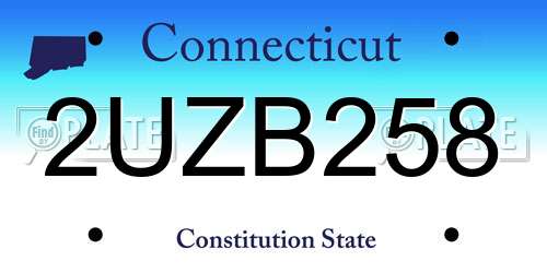 2UZB258 Connecticut License Plate