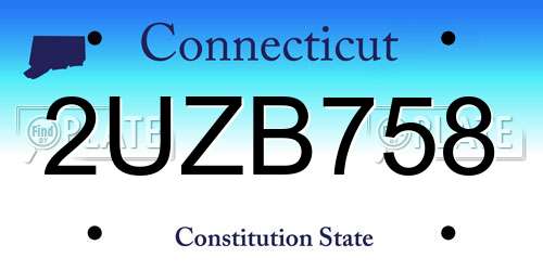 2UZB758 Connecticut License Plate