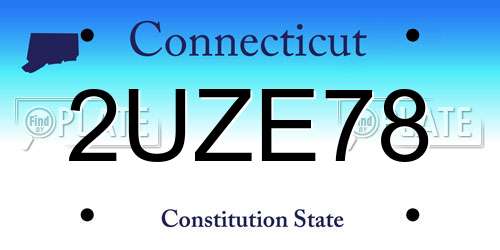 2UZE78 Connecticut License Plate