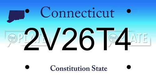 2V26T4 Connecticut License Plate