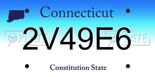 2V49E6 Connecticut License Plate