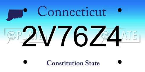 2V76Z4 Connecticut License Plate