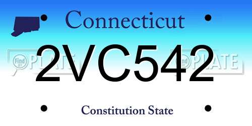 2VC542 Connecticut License Plate