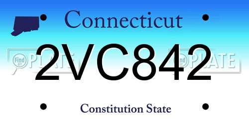 2VC842 Connecticut License Plate