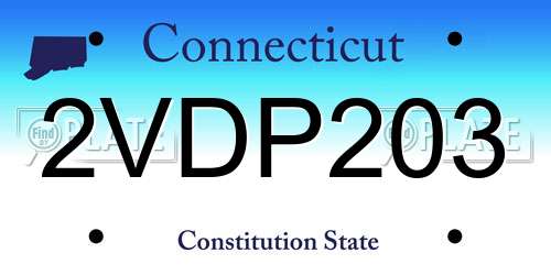 2VDP203 Connecticut License Plate