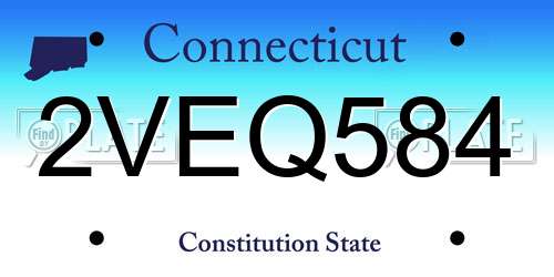 2VEQ584 Connecticut License Plate