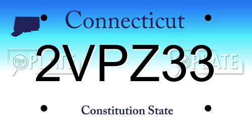 2VPZ33 Connecticut License Plate