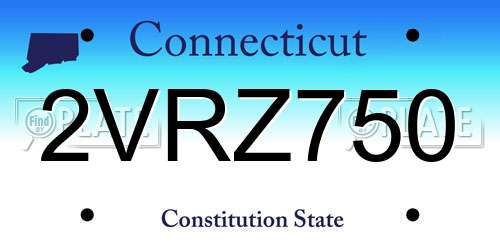 2VRZ750 Connecticut License Plate