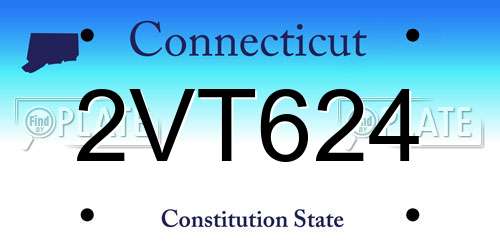 2VT624 Connecticut License Plate