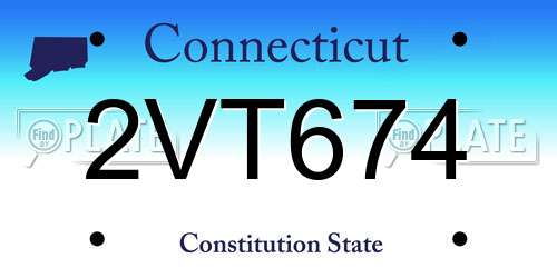 2VT674 Connecticut License Plate