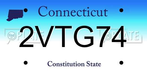 2VTG74 Connecticut License Plate