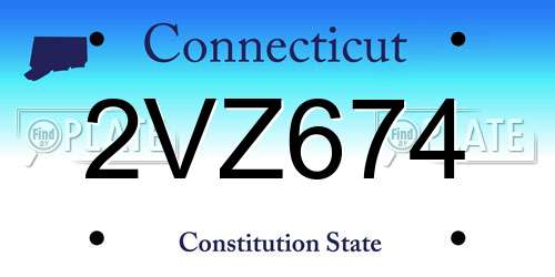 2VZ674 Connecticut License Plate
