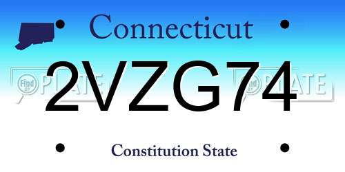 2VZG74 Connecticut License Plate