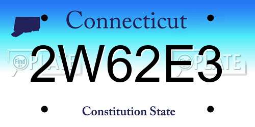 2W62E3 Connecticut License Plate