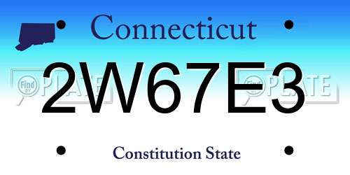 2W67E3 Connecticut License Plate