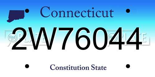 2W76044 Connecticut License Plate