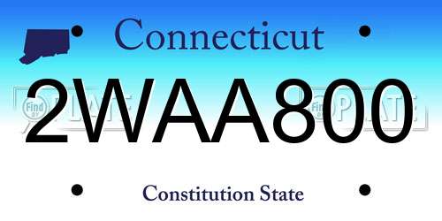 2WAA800 Connecticut License Plate