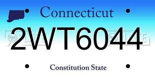 2WT6044 Connecticut License Plate