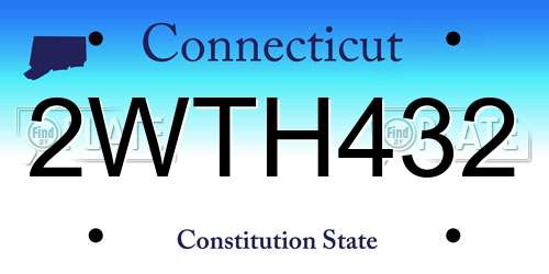 2WTH432 Connecticut License Plate
