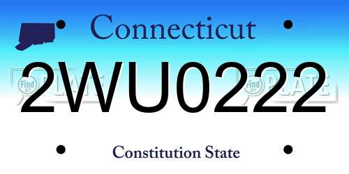 2WU0222 Connecticut License Plate