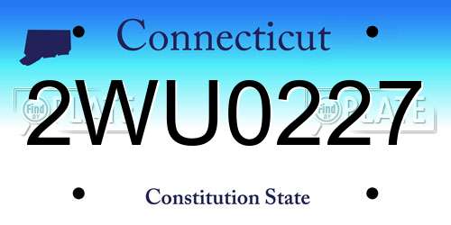 2WU0227 Connecticut License Plate