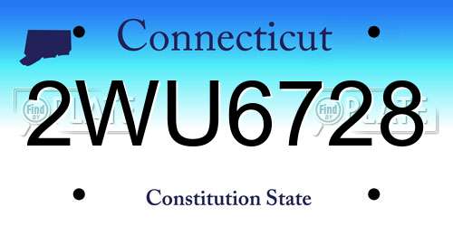 2WU6728 Connecticut License Plate