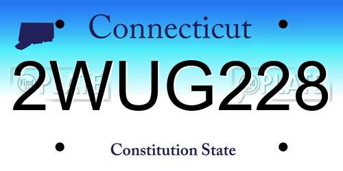 2WUG228 Connecticut License Plate