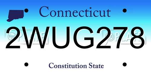2WUG278 Connecticut License Plate