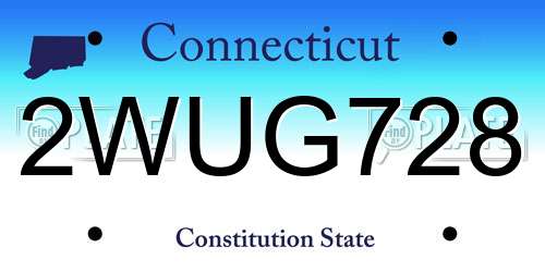 2WUG728 Connecticut License Plate