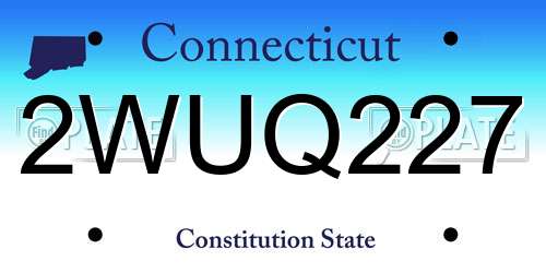 2WUQ227 Connecticut License Plate