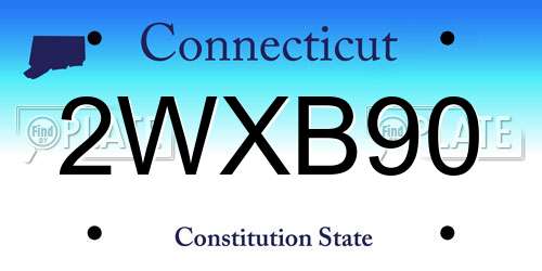 2WXB90 Connecticut License Plate