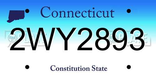 2WY2893 Connecticut License Plate