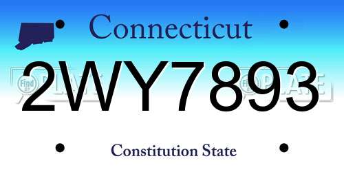 2WY7893 Connecticut License Plate