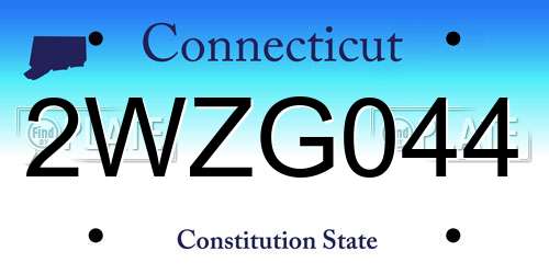 2WZG044 Connecticut License Plate