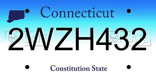 2WZH432 Connecticut License Plate
