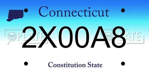 2X00A8 Connecticut License Plate